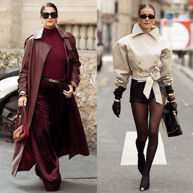 Bold with Color: Red Trench Coat Over All-Black Ensemble