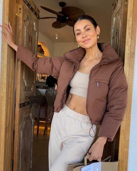 Sporty Luxe in Cropped Puffer and High-Waisted Joggers