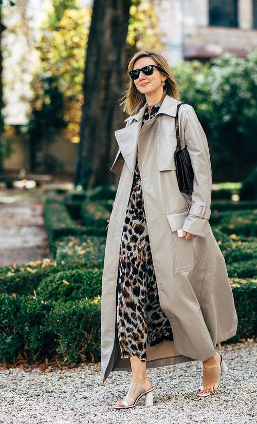 Boho Flair: Printed Maxi Dress Paired with Lightweight Trench