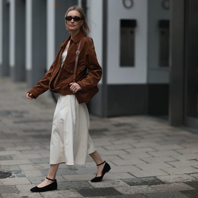 Boho Charm: Light Brown Jacket with Flowing Floral Dress
