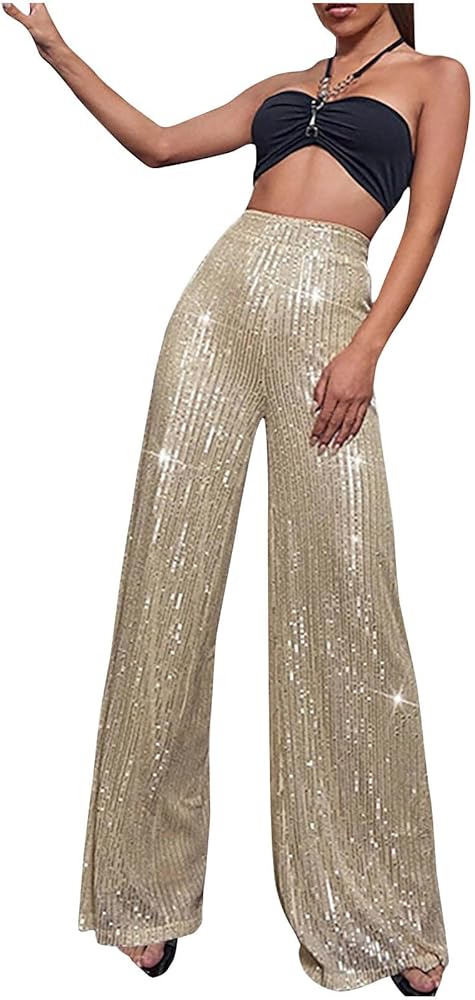 All That Shimmers: Glittering Crop Top and High-Waisted Trousers