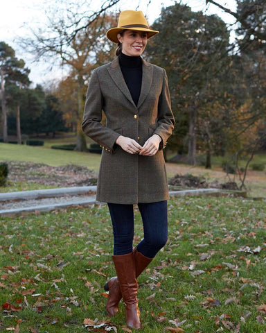 Country Charm: Tweed Jacket and Knee-High Boots