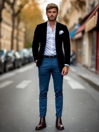 Velvet Blazer Styled with Dark Wash Jeans
