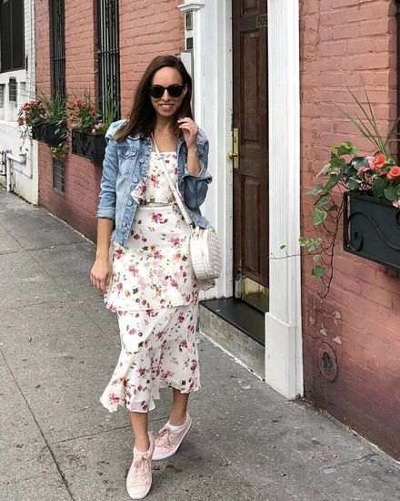 Casual Layers: Denim Jackets Over Floral Dresses