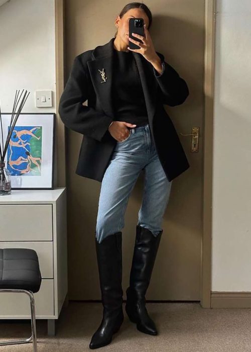 Preppy Twist: Blazers with Boot-Cut Denim