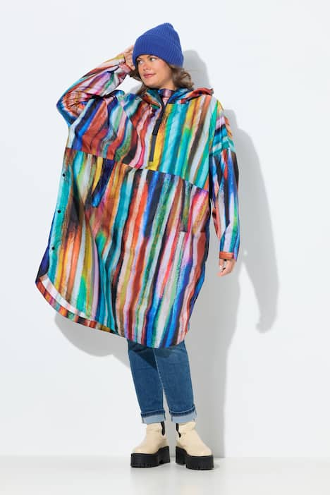 Striped Long Sleeve Tee Tucked into Waterproof Culottes