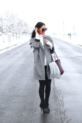 Oversized Flannel Jacket Paired with Black Leggings