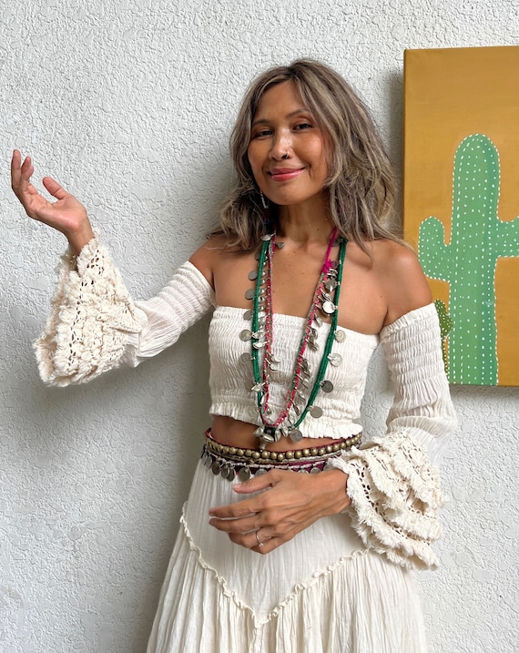 Boho Vibes with Flowy Skirts and Crochet Crop Tops