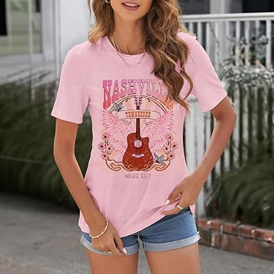 Band Tee Tucked Into Distressed Denim Cutoffs