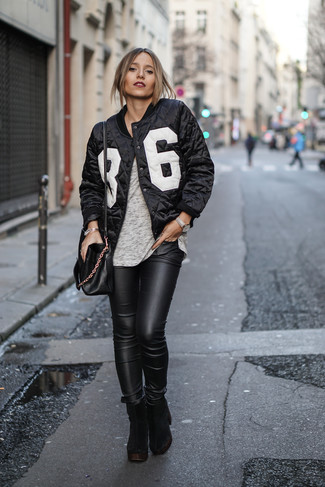 Edgy Vibes with Leather Pants and Chunky Boots