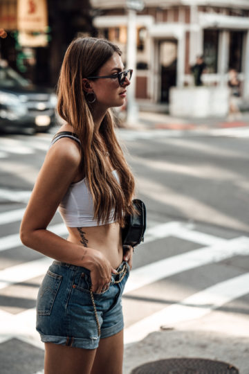 Effortless Cool in High-Waisted Shorts and Crop Tops