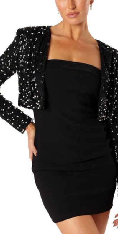Glam Night Out: Sequin Bomber with Little Black Dress