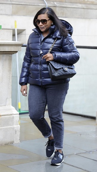 Casual Chic: Denim and Long Puffer Combo
