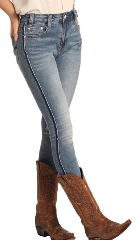 Rugged Cowboy Boots with Rolled-Up Skinny Jeans