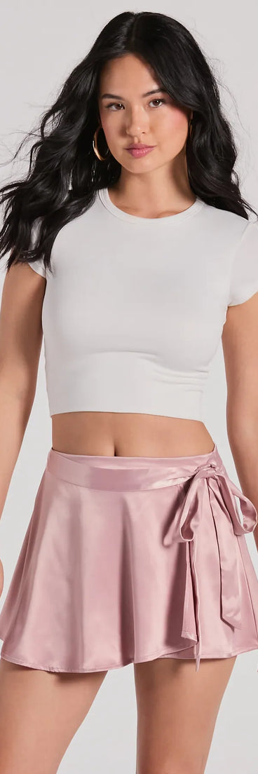 Sporty Luxe with Satin Tennis Skirt and Crop Top
