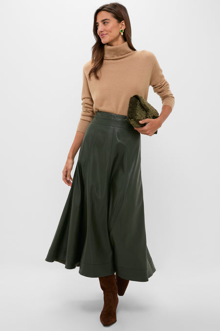 Edgy Leather Skirt with a Cozy Knit Sweater