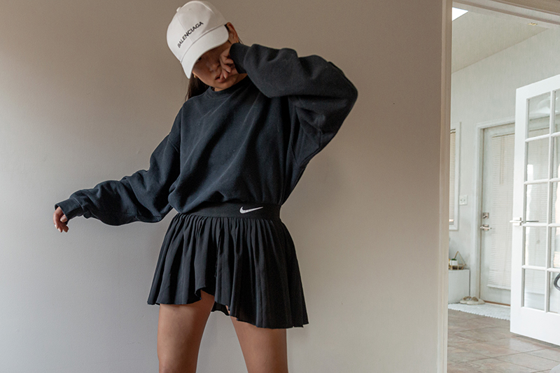 Effortless Athletic: Hoodie and Tennis Skirt Combo