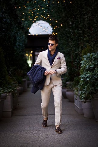 Effortless Elegance: Light Brown Jacket with a Silk Blouse