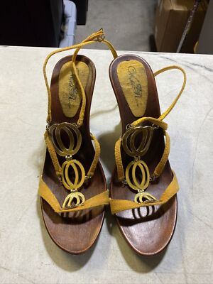 Ankle Strap Sandals with Chunky Wooden Heels