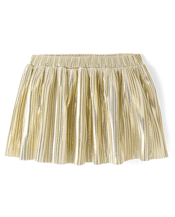 Metallic Pleated Skirt with a Simple White Tee