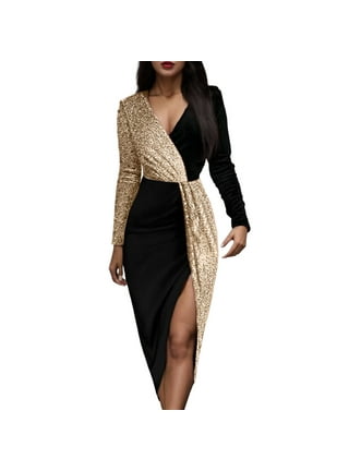 Glittering Gold Wrap Dress for Effortless Glam