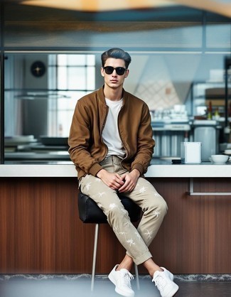 Weekend Vibes: Light Brown Jacket Paired with White Sneakers