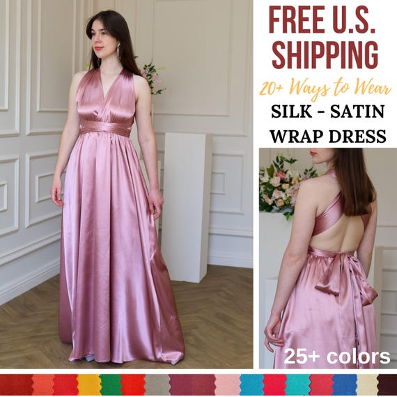 Ethereal Silk Wrap Dress with Delicate Lace Trim