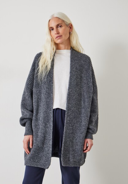 Layered Luxe: Grey Pants with Longline Cardigan