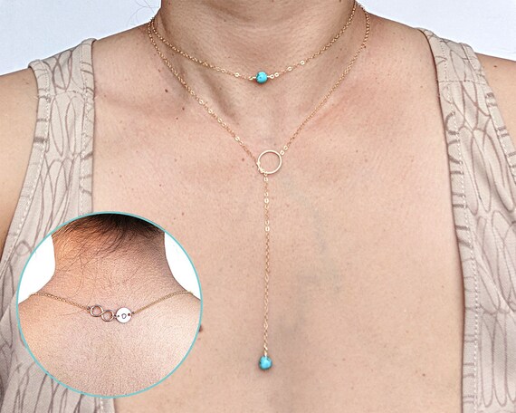 Boho Layered Necklace Set with Turquoise and Silver