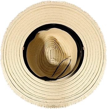 Wide-Brim Straw Hat with Leather Band Accents