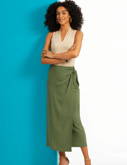 Plaid Wrap Skirts Paired with Warm Knit Tops