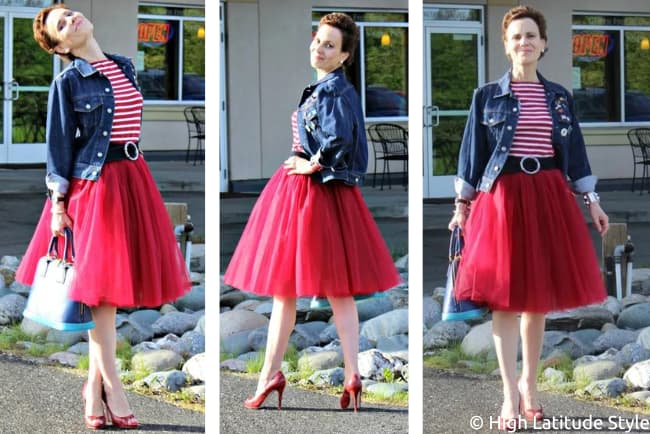 Casual Cool with Denim Jackets and Nude Tulle