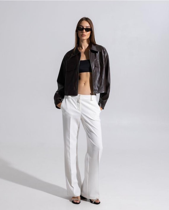 Street Style Edge: Leather Pants Meet Sleek Crop Tops