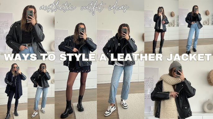 Winter Warrior: Biker Jacket Layered with Cozy Scarf and Beanie