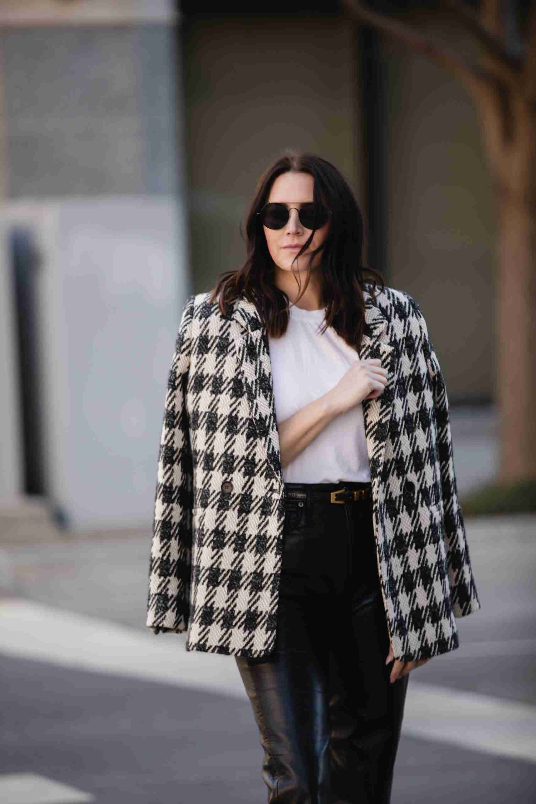 Blazer Outfits Black And White Checked Blazer Hot Tweed Blazer Outfits Sale